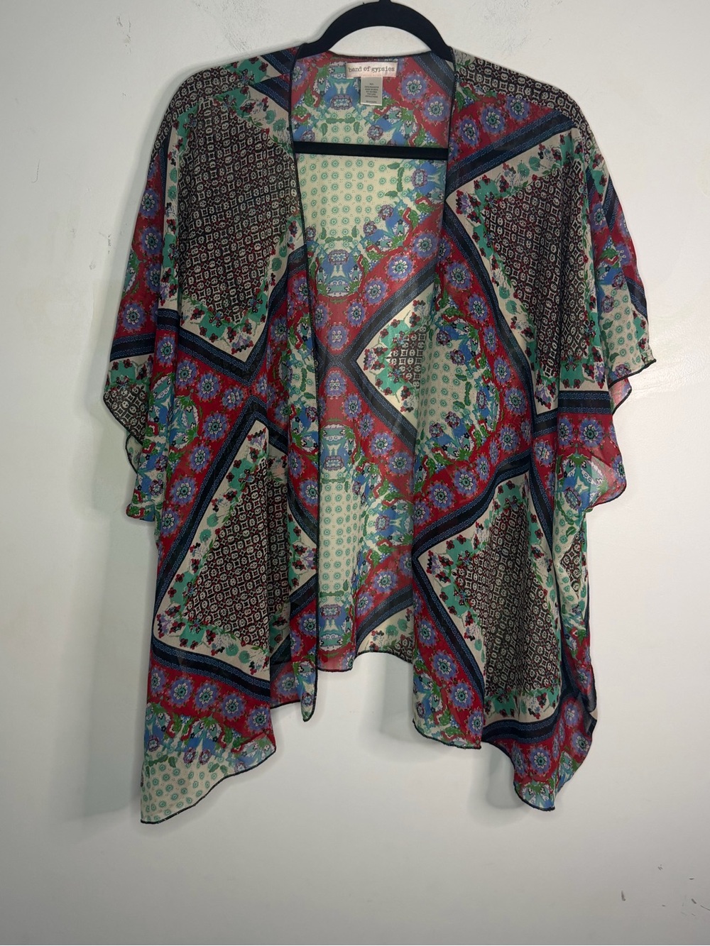 Band of Gypsies Mint & Multicolor Patchwork Kimono boho,festival,coverup